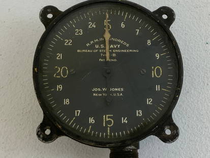 VINTAGE U.S.NAVY TACHOMETER R.P.M. GAUGE: VINTAGE U.S.NAVY TACHOMETER R.P.M. GAUGE. LARGE 4" DIAL SIZE.
