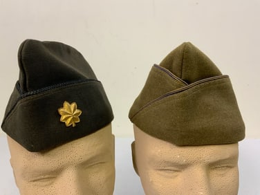 USA WWII ARMY OFFICERS GARRISON CAPS LOT OF 2