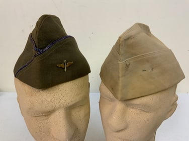 USA WWII ARMY AIR FORCE AND NAVY OFFICERS GARRISON CAPS LOT OF 2