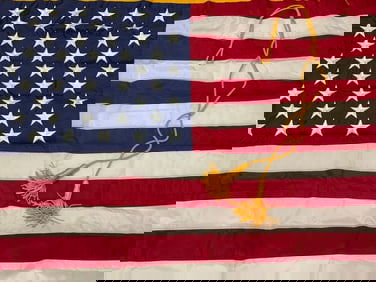 USA 50 STARS UNITED STATES FLAG WITH GOLD FRINGES AND TASSELS