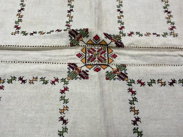 UKRAINE VINTAGE UKRAINIAN TRADITIONAL EMBROIDERED TABLECLOTH