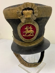 ANTIQUE BRITISH 14TH KINGS HUSSARS BELL TOP SHAKO TALL HAT