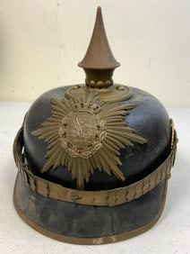 IMPERIAL GERMAN SAXONY OFFICER PICKELHAUBE SPIKE HELMET