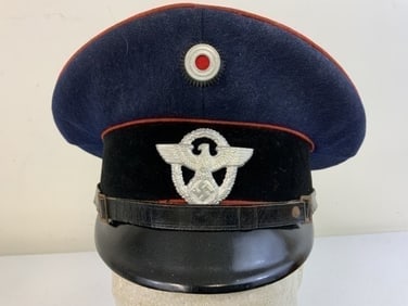 WWII GERMAN FIRE POLICE OFFICIAL VISOR HAT CAP