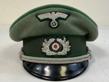 WWII GERMAN ARMY JAGER OFFICER VISOR HAT CAP