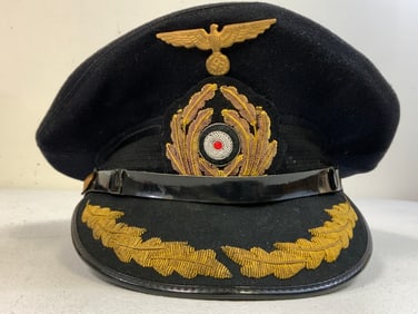 WWII GERMAN NAVY KRIEGSMARINE BLUE TOP OFFICER VISOR HAT