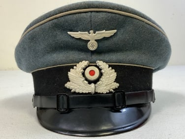 WWII GERMAN BAHNSCHUTZ POLIZEI NCO OFFICER VISOR HAT