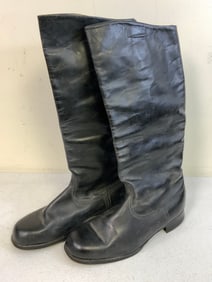 BLACK LEATHER OFFICER MARCHING BOOTS PAIR RUSSIAN MADE