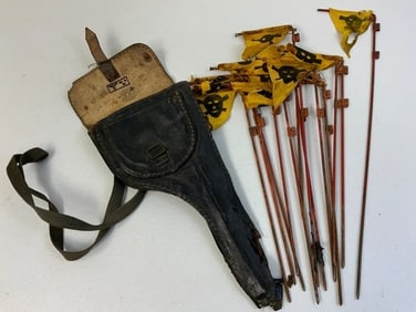 WWII GERMANY GERMAN MILITARY MINE FIELD MARKER KIT WITH ORIGINAL CASE