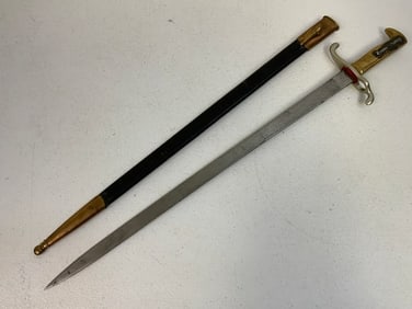 ANTIQUE IMPERIAL GERMAN 1871 MODEL LONG DRESS BAYONET WITH ETCHED BLADE