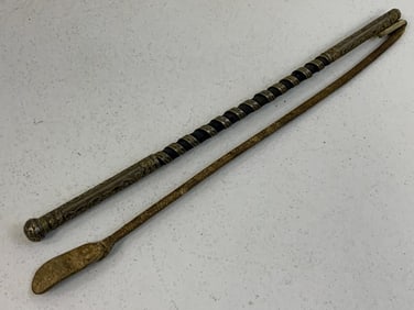ANTIQUE RUSSIAN CAUCASIAN CIRCASSIAN SILVER AND NIELLO HORSE WHIP NAGAIKA