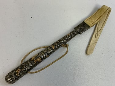 VINTAGE ARGENTINIAN SILVER HANDLED GAUCHO RIDING WHIP REBENQUE
