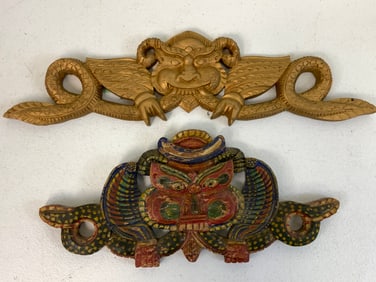 MONGOLIAN GARUDA GUARDIAN VINTAGE WOODEN CARVED DECORATING OBJECTS