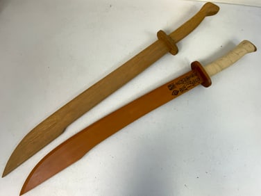 MONGOLIA PAIR OF PRACTICE WOODEN SWORDS