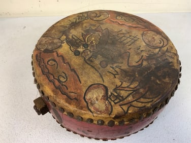 MONGOLIA BUDDHIST PAINTED DRUM