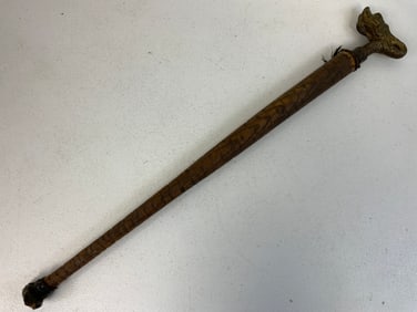 MONGOLIA ANTIQUE RITUAL DRAGON HEAD STAFF