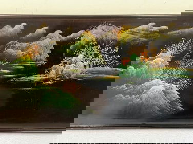 JAPAN ANTIQUE JAPANESE WOOD LACQUER TRAY HAND PAINTED