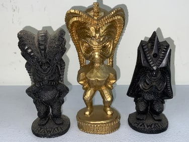 HAWAII HAWAIIAN GODS CARVED FIGURES