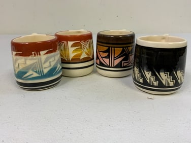 UTE MOUNTAIN NATIVE AMERICAN POTTERY MUGS COFFEE CUPS NAVAJO SIGNED