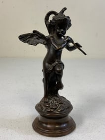 ANTIQUE BRONZE ANGEL STATUE
