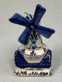 HOLLAND VINTAGE DUTCH HAND PAINTED DELFT BLUE PORCELAIN WINDMILL
