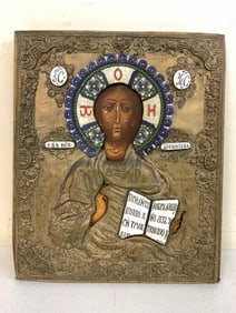 ANTIQUE RUSSIAN ORTHODOX ICON CHRIST PANTOCRATOR