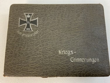 WWI GERMAN POSTCARDS AND MAP INSIDE THE BOX WITH IRON CROSS 1914 ON THE LID