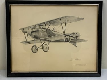 1917 ALBATROS D III FRAMED AVIATION ART PRINT BY JOE DEMARCO SIGNED