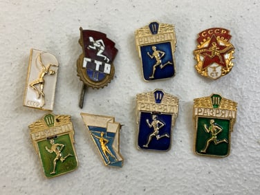 VINTAGE USSR SET OF SPORT BADGES PINS
