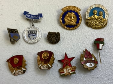 VINTAGE EAST SOCIALIST BLOCK COUNTRIES COMMUNIST YOUTH ORGANISATION PINS