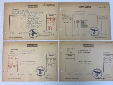 WWII GERMAN MILITARY SUPPLIES ORDER DOCUMENTS