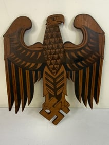 WWII GERMAN WOOD EAGLE TRENCH ART 1942 DATED