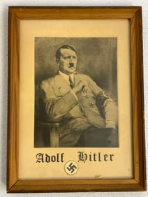 GERMANY THIRD REICH ADOLF HITLER FRAMED PORTRAIT FROM NSDAP OFFICE