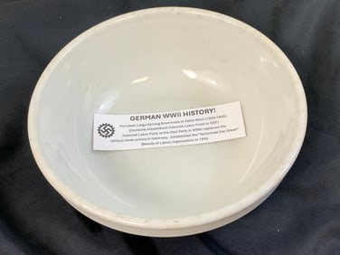 GERMANY THIRD REICH LARGE PORCELAIN SERVING BOWL DAF GERMAN LABOR FRONT MARKED