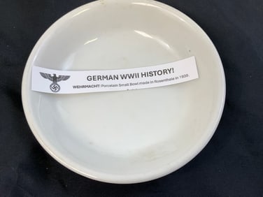 GERMANY THIRD REICH ROSENTHAL PORCELAIN BOWL WEHRMACH MARKED 1939