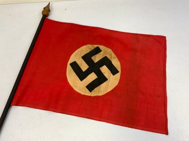 GERMANY THIRD REICH NATIONAL FLAG WITH POLE
