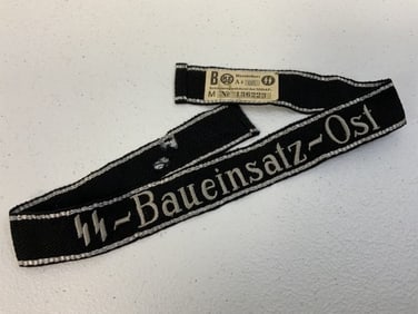 WWII GERMAN WAFFEN SS "SS BAUEINSATZ-OST" CUFFTITLE - VERY RARE