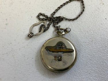 WWII GERMAN U-BOAT SAILOR ART POCKET WATCH WITH CHAIN