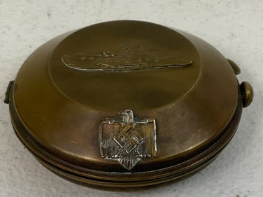 WWII GERMAN U-BOAT SAILOR ART BRASS CASE FOR STOPWATCH
