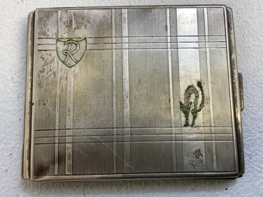 WWII GERMAN U-BOAT U 48 EMBLEM DECORATED SILVER CIGARETTE CASE