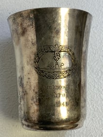 WWII GERMAN U-BOAT BADGE ENGRAVED SILVER CUP
