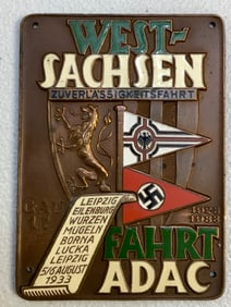 GERMANY THIRD REICH AUTOMOTIVE CLUB BRONZE PLAQUE