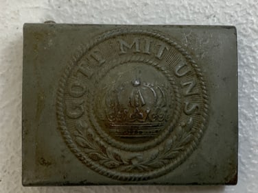 IMPERIAL GERMANY WWI GRAY PAINTED WARTIME BELT BUCKLE