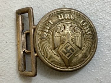 WWII GERMAN HJ HITLER YOUTH LEADER ALUMINUM BELLT BUCKLE