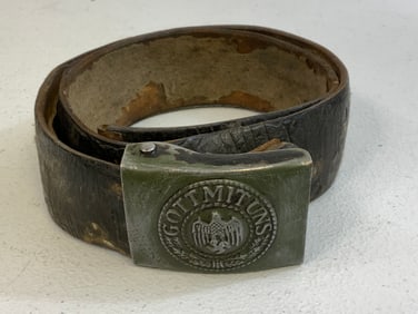 WWII GERMAN ARMY LEATHER BELT WITH BUCKLE