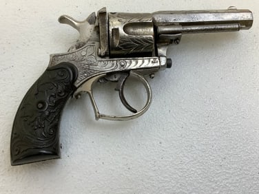 BERTRAND & FILS THE MURDERED REVOLVER WITH IMPERIAL RUSSIAN EAGLE DECORATED GRIPS