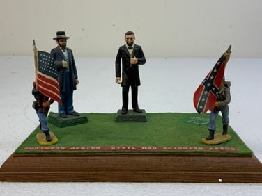 VINTAGE DISPLAY AMERICAN CIVIL WAR FIGURES ON BASE STAND