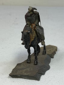 HORSEMEN VIKING WARRIOR LEAD FIGURE ON SLATE STAND