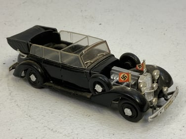 RIO ITALY MERCEDES BENZ 1937 MODEL CAR WITH NAZI PENNANTS