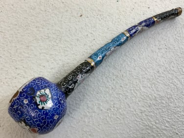 ANTIQUE ENAMELED DECORATED SMOKING TOBACCO PIPE